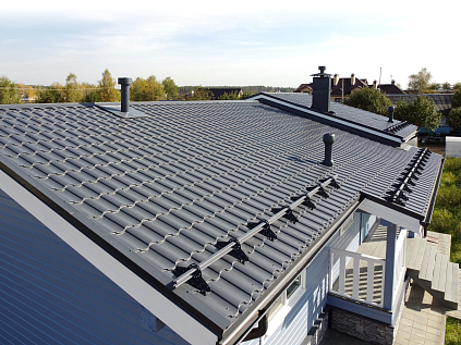 Купить Металлочерепица Гранд Лайн / Grand Line, Kredo, Rooftop Matt Бархат 0,5 цвет RR32 темно-коричневый - изображение 7